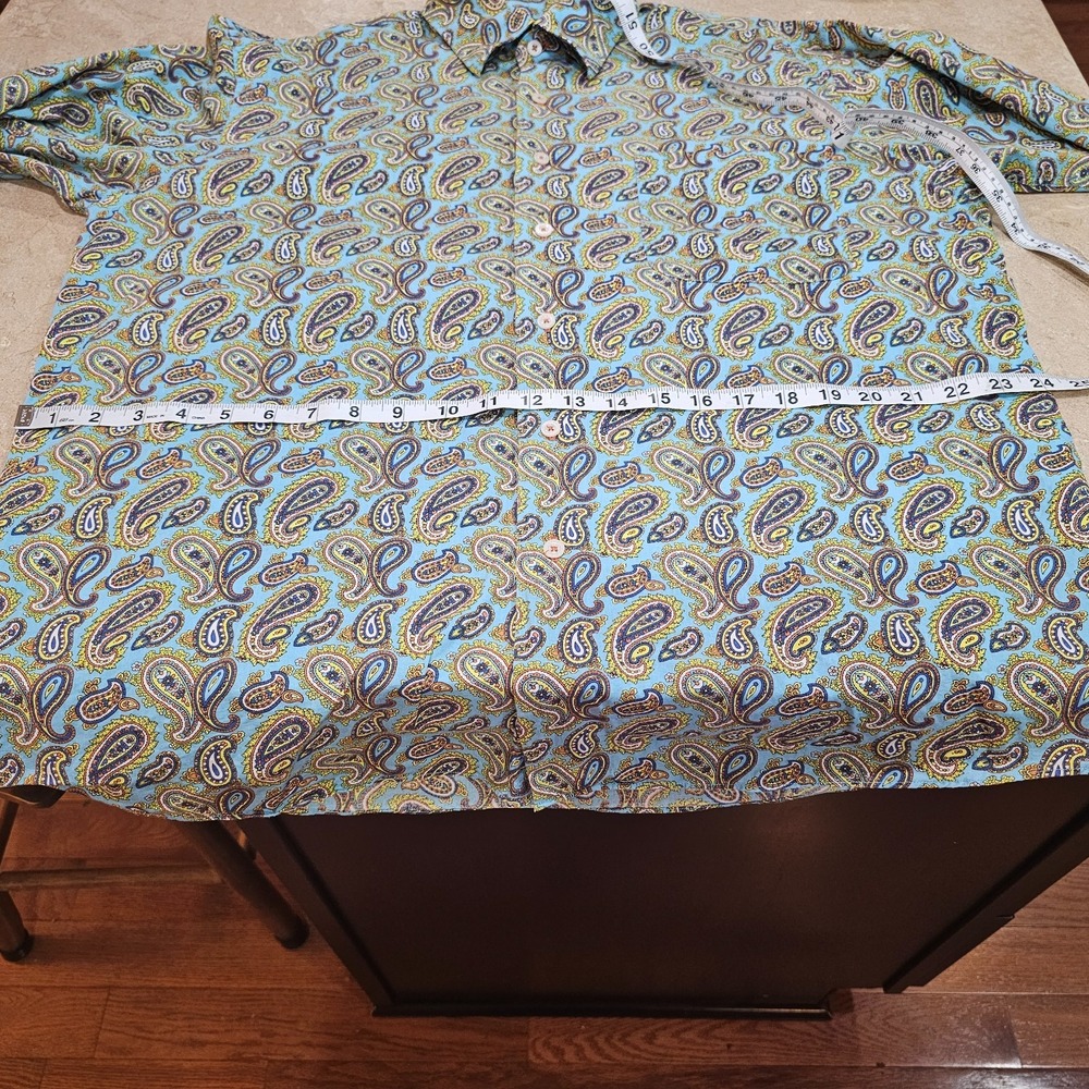 Men's Alan Flusser Blue Paisley Button Down Shirt Long Sleeve Size Large - Picture 4 of 7